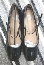 Where's That From Black Patent Flat Shoes Size 5 E Wide Fit