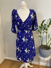 Casimira Anami & Janine Cobalt Blue Vintage Style designer Wrap dress Size small