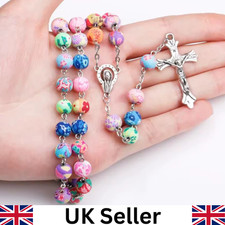 6mm Round Ceramic Beads Rosary Necklace for Cross Catholic Necklace Christian