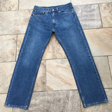 Mens Levi's 505 Regular Straight Fit Blue Denim Jeans - Zip Fly - W34 L32