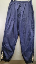 Vintage Dunlop Sport 100% Nylon Navy Wind Track Pants Ankle Zip Golf Outdoor