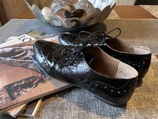 Bronx Black Patent Lace Up Brogue Shoes Size 6 