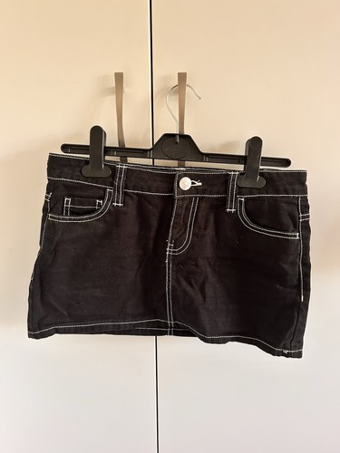 Black cotton denim mini - cotton,