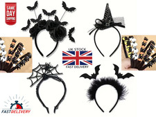 Halloween Headband Black Flower Women's Costume Witch Hat, Bat, Spider, Horns