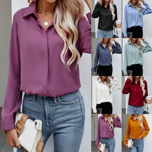 Women chiffon shirts lapel - chiffon,