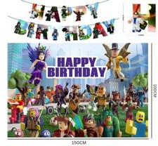 Roblox backdrop banner card gaming theme backdrop kids birthday party decoration