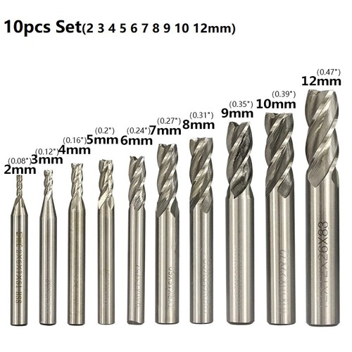 10pcs flute hss end mill - hss,