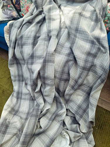 Grey white tartan lined - &,