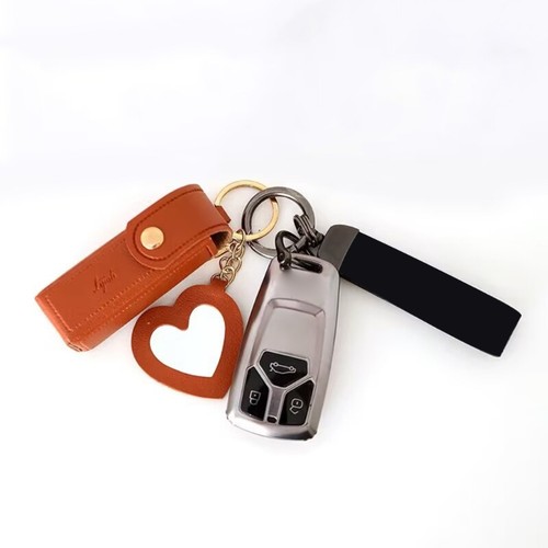 Leather lipstick bag keychain - lipstick,
