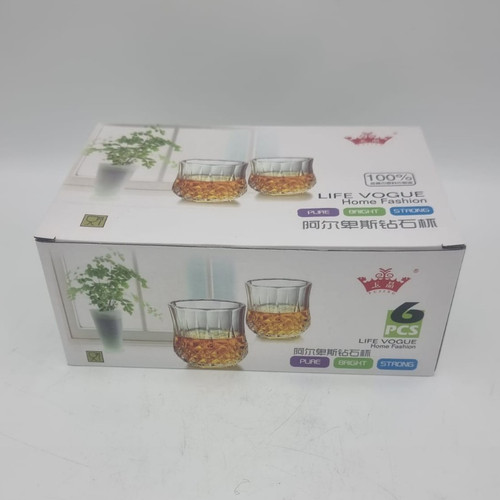 Set clear cut glass - set, 6
