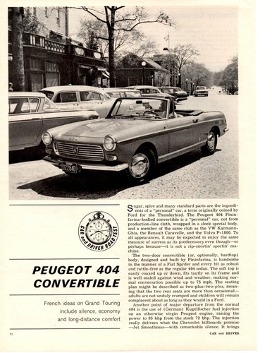 1965 peugeot 404 convertible - peugeot,
