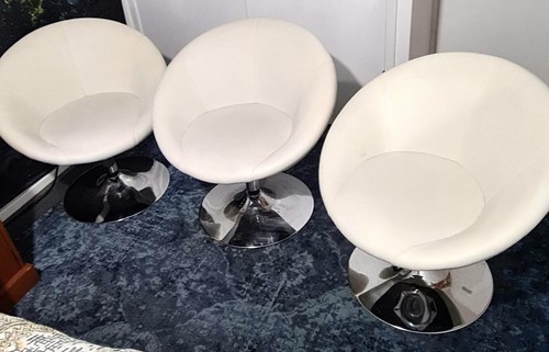 White faux leather swivel tub - white,