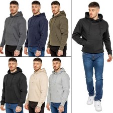 Kruze Mens Hoodie Fleece Pullover Warm Hooded Sweatshirt Plain Jumper Top