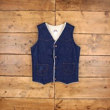 Vintage Wrangler Denim Jacket S 90s Western Vest Blue