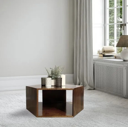 Solid mango wood geo hexagon - solid,