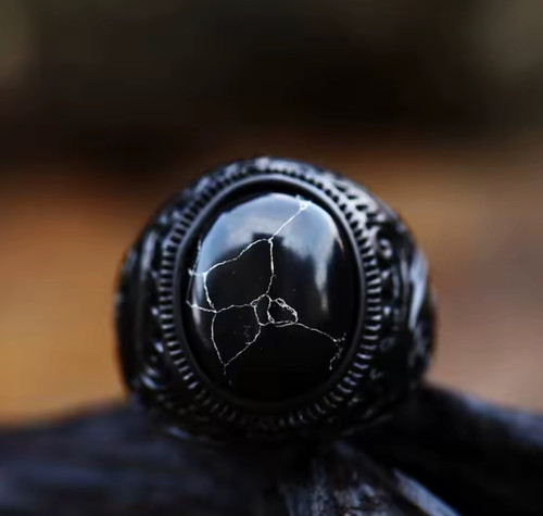 Mens black signet ring - mens,