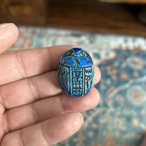 Egyptian blue scarab stone - blue,