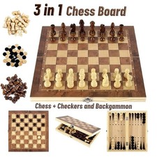 3 IN 1 Large Chess Wooden Set