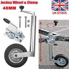 Jockey Wheel with Clamp Heavy Duty 48mm Caravan Trailer Galvanised Solid Tyre UK