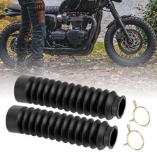 2X Universal Motorcycle Rubber Front Fork Dust Cover Gaiters Gators Boots Black