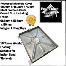 Steel Recessed Manhole Cover & Frame 665mm x 505mm x 50mm 10 Tonne Paving