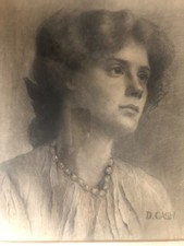 Large Antique Portrait Drawing