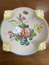 Vintage Italian Montrose Pottery Hand Painted Majolica Style Floral Bowl