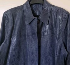 Beth Terrell  Blue Snake Leather Coat Jacket Large size.