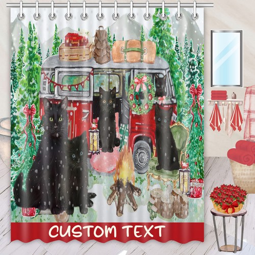 Black cat shower curtain - cat,