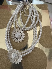 A Gorgeous Virgin Jewellery Earrings And Necklace Set. Silver And Pearl Flowers
