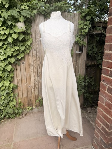 Vintage cream satin - slip, dress