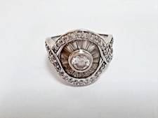 IMPRESSIVE LARGE 925 STERLING SILVER QVC TOVA DQCZ DIAMONIQUE RING 'V'