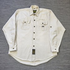 Camel Trophy Safari Shirt Mens XL Beige Twill Heavyweight Vintage 90s