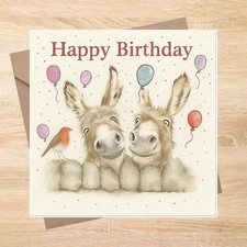 Laughing Donkeys Birthday Card