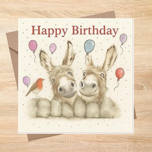Laughing donkeys birthday - donkeys, card