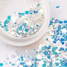 Nail Art Glitter Silver Blue
