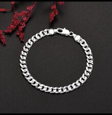 Mens Silver Bracelet 925 Solid Sterling 8 Inch Curb Style Diamond Cut Stylish