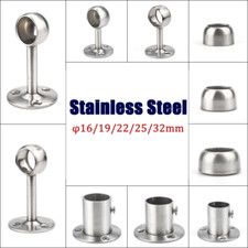 Stainless Steel Wardrobe Pipe Bracket Wall Mounted Hanging Rail Socket 
