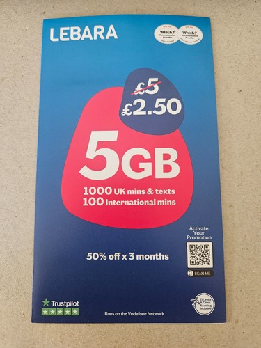 Lebara mobile sim card - lebara, 5gb