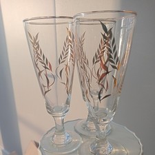 Lead Crystal Set of 3 Glasses Chesterfield Gold Decorated Glasses 5 3/4"