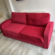 Sofa Bed 2-Seater Red Fabric