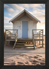 Beach Hut at Sunset Framed