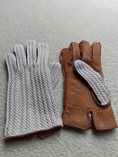 Cotton-Backed, Leather Driving Gloves - Tan. Ladies Size 6.5