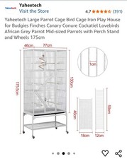 Used White Yaheetech 3 Tier Parakeet Bird Cage And Stand