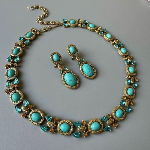 Victorian turquoise necklace - turquoise,