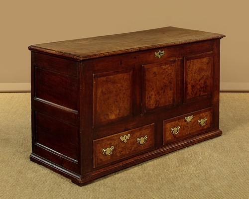 Antique oak coffer with burr - antique,