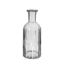 Small Glass Bud Stem Vase Bottle Ribbed Vintage Clear - Wedding Event Table