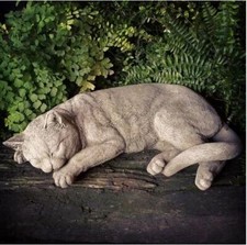 Resting Cat Statue | Reconstituted Stone Kitty Animal Concrete Garden Ornament