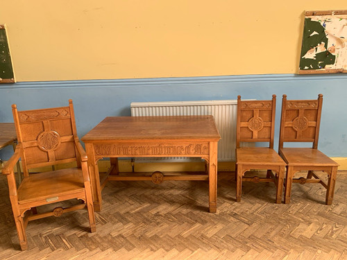 Vintage carved oak church - carved,