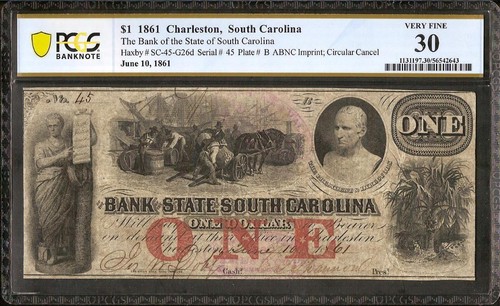 1861 dollar bill south - $1,